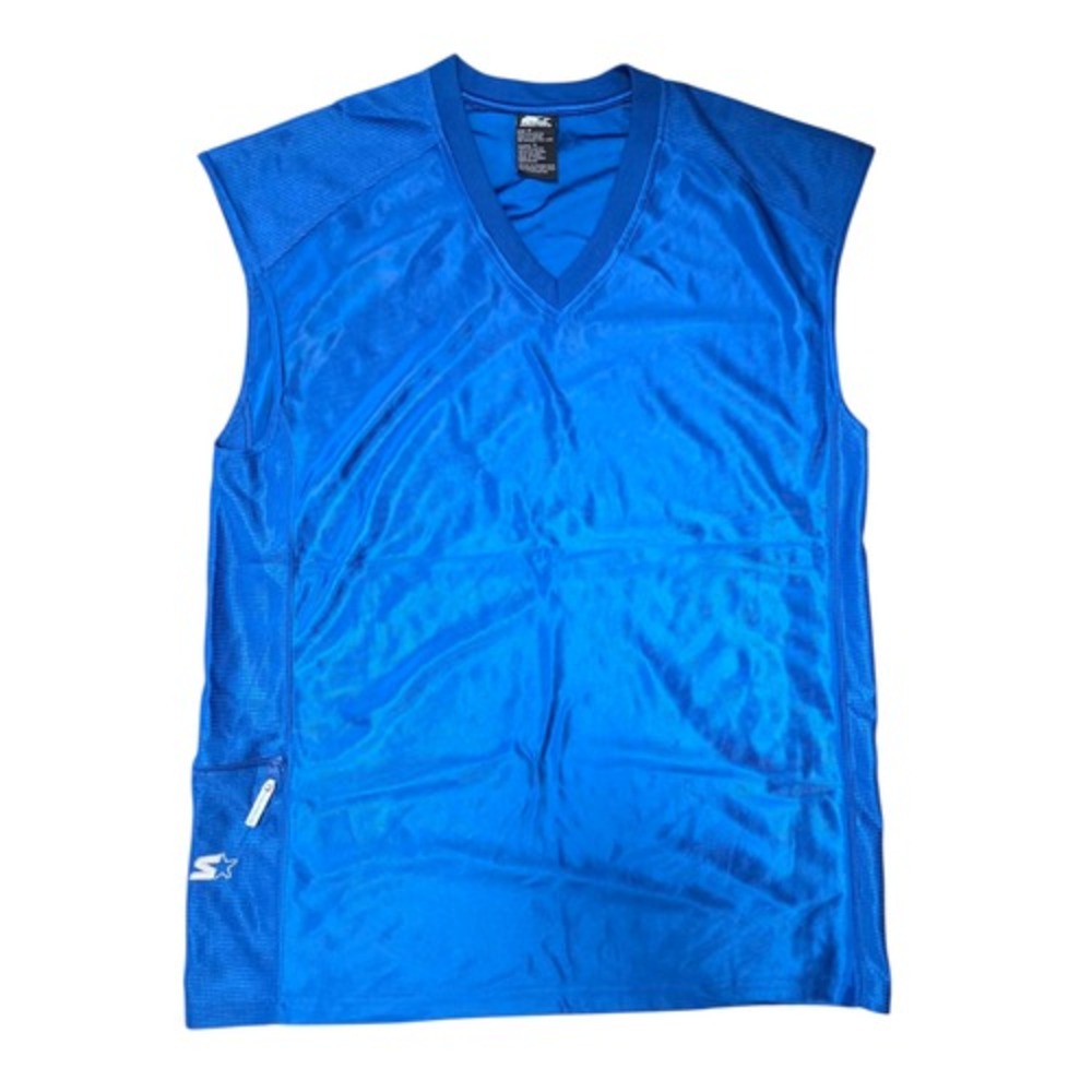 Y2K Starter Activewear Tank Top Basketball Jersey w/ Pocket Olympian Blue Medium